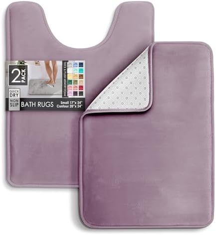 Clara Clark 2 Piece Bathroom Rugs, Velvet Memory Foam Bath Mat Set, Non-Slip - Image 3