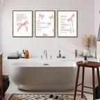 JBZDD Wood Coquette Pink Bow Canvas Wall Art Set of 3, Inspirational Bible - Image 6