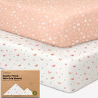 2pk Mini Crib Sheets Fitted 38x26 Pack N Play Mattress Sheet by KeaBabies