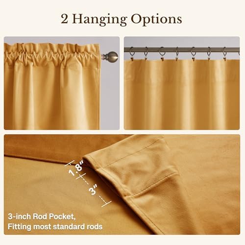 StangH Yellowish Gold Autumn Velvet Valance 52x18 Inch, 1 Panel - Image 4