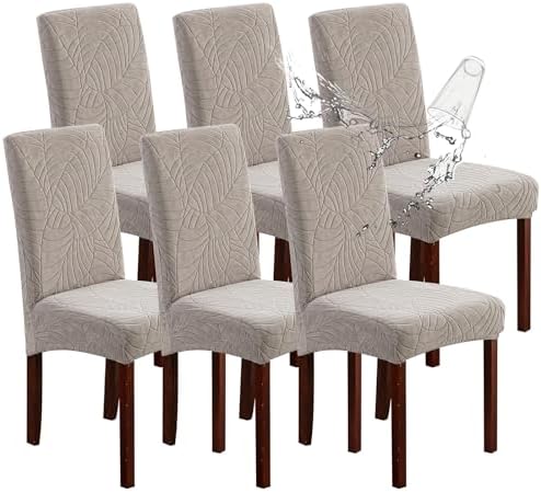 Waterproof Dining Room Chair Covers Set of 6 Slipcovers by Genina
