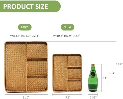 Nonam 4-Section Seagrass Tea Bag Organizer, Wicker Divided Basket - Image 5