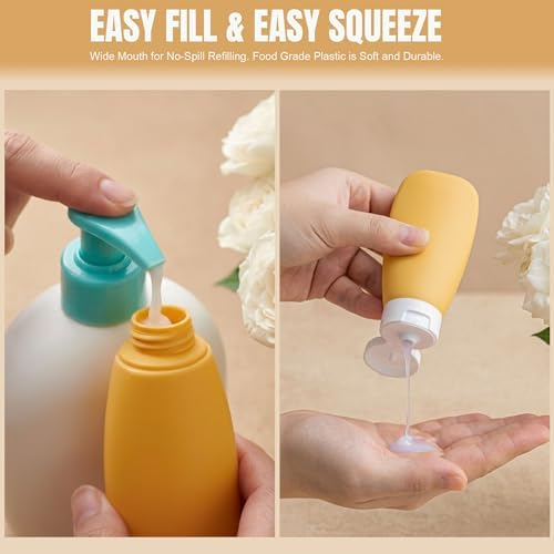 DEWSENSI Travel Bottles for Toiletries 6 Pack, Leakproof 2 oz TSA Approved - Image 3