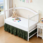 Ruffled Crib Bed Skirt, Olive Green, Soft Double Layer - Image 4