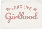 Lacama Girl Room Decor, Long Live Girlhood Linen Banner Hanging Flag by Lacama