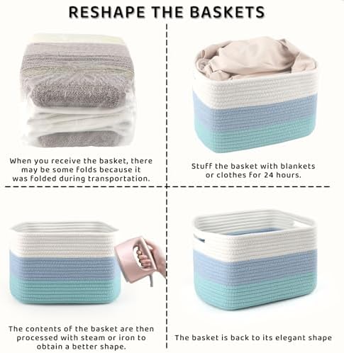 4 Pack Storage Baskets for Organizing, and Clothes, Cotton Rope Basket for - Image 7