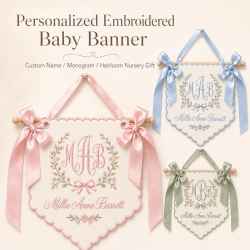 Personalized Embroidered Baby Banner Custom Baby Name Sign - Image 2