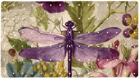 Bathtub Mat Non Slip 26.8x15.1 Inch, Dragonfly Antique Wildflowers Shower Mat by Anna+Cowper