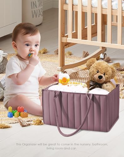 SWEET DOLPHIN 2-Pack Baby Diaper Caddy Organizers, Stylish Storage Baskets - Image 2