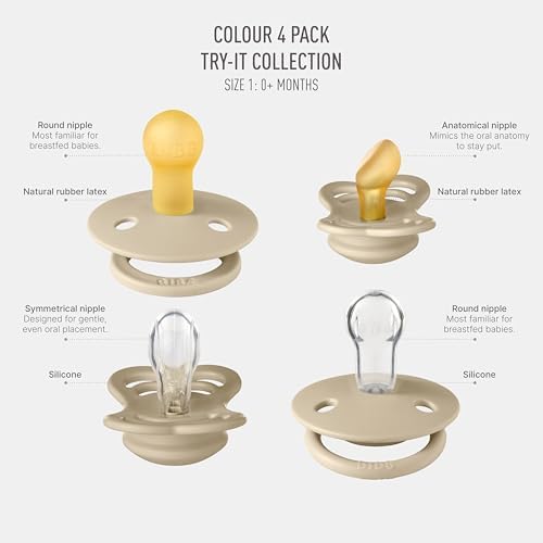 BIBS Try-It Collection | 4-Pack Soothers | BPA-Free Round, Anatomical & - Image 2