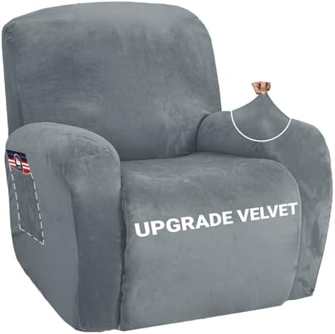 ZNSAYOTX Stretch Velvet Recliner Cover 4-Pieces, Thick Soft Recliner Chair by ZNSAYOTX