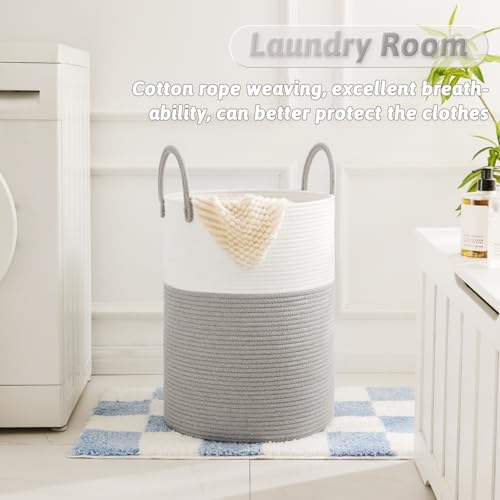 Artfeel Laundry Basket, Woven Cotton Rope Laundry Hamper, 60L - Image 2