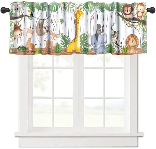 Kids Forest Animal Valance Curtains Cartoon Tree Bird Elephant Giraffe Lion - Image 6