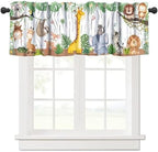 Kids Forest Animal Valance Curtains Cartoon Tree Bird Elephant Giraffe Lion - Image 6