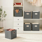 MAX Houser 6 Pack Foldable Fabric Storage Bins withc Handles, Cattail Gray - Image 2
