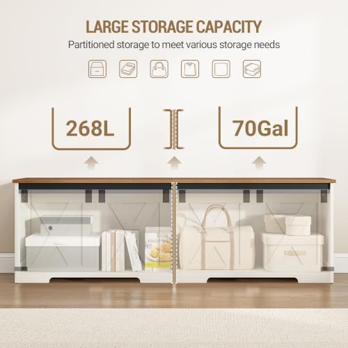 Hzuaneri 59" Farmhouse Storage Chest and Bench | 70 Gal | 330lb Seat - Image 4