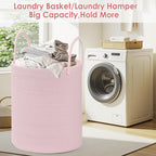 Large Woven Laundry Basket Hamper, 100L Cotton Rope Storage Bin - Image 5