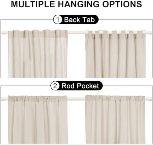 ASPMIZ Cotton Linen Farmhouse Curtains Boho Rustic Button Panel, Linen Window - Image 5