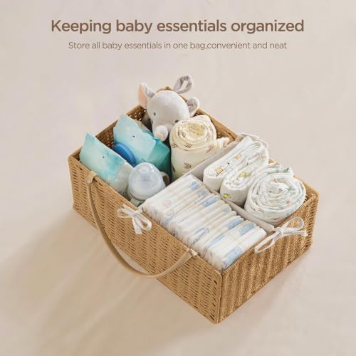 HBlife Large Baby Diaper Caddy Organizer, Paper Rope Storage Baskets Nursery Bin - Image 3