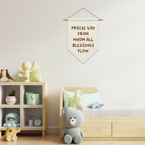 Christian Wall Decor, Praise God From Whom Pennant Hanger Banner - Image 2