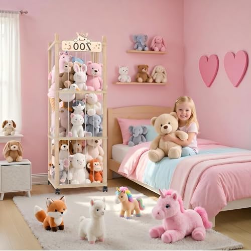 Stuffed Animal Storage Zoo Tower, 56In Wooden Large Stuffed Animal Holder - Image 2