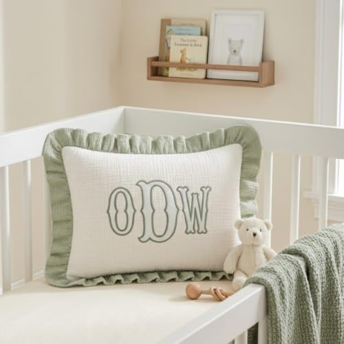 Muslin Pillow Cover, Monogram Pillow Covers, Custom Embroidered Pillow Covers - Image 5