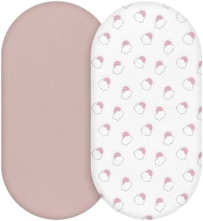 Muslin Bassinet Sheets 2 Pack, Universal Cotton Fitted Baby Mattress Sheet by LYRICHOMBABY