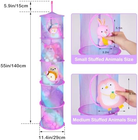 Basumee Hanging Stuffed Animals Storage, 2 Pack Mesh Plush Storage - Image 6