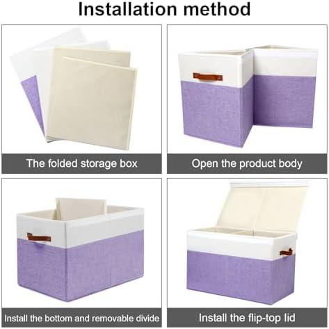 Large Toy Storage Box with Lid, Toy Chest Bin Boxes Basket with Dividers - Image 7
