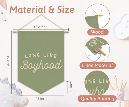 Long Live BoyHood Banner Sage Green Decor Boy Room Decor, Nursery Playroom Wall - Image 4