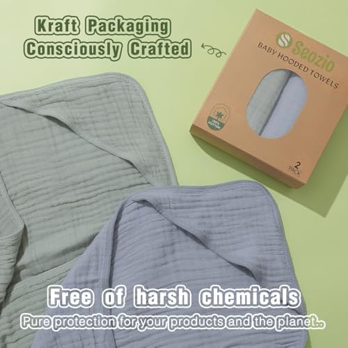 Muslin Hooded Baby Bath Towels, 2 Pack, 32x32 Inch - Image 4