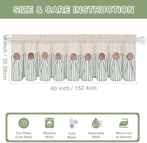 ASPMIZ Farmhouse Valances for Windows, 60x14 Inches, 1 Panel - Image 2