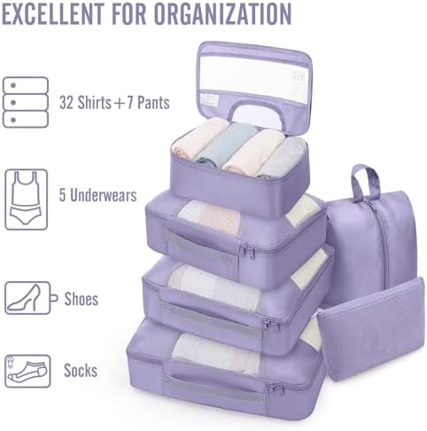 Veken 8 Set Packing Cubes for Travel Essentials, Anti-Wrinkle Buckled Suitcase - Image 5
