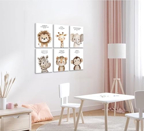 6Pcs Nursery Bible Verse Animal Canvas Wall Art Cute Woodland Animals Christian - Image 4