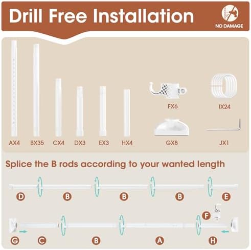 SUNALLY Room Divider Curtain Rod 4-10ft28-171in Room Separator - Image 6