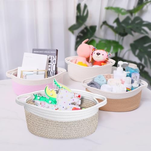 ABenkle Small Basket with Handles, Boho Decorative Rope Woven Dog Cat Toy - Image 5