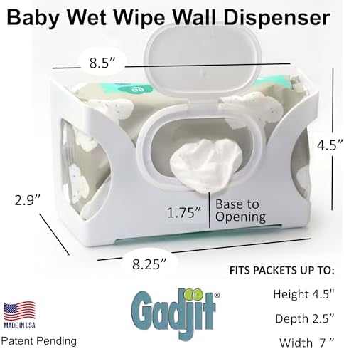 Gadjit Baby Wet Wipe Wall Mounted Dispenser 2 Pk-White - Image 6