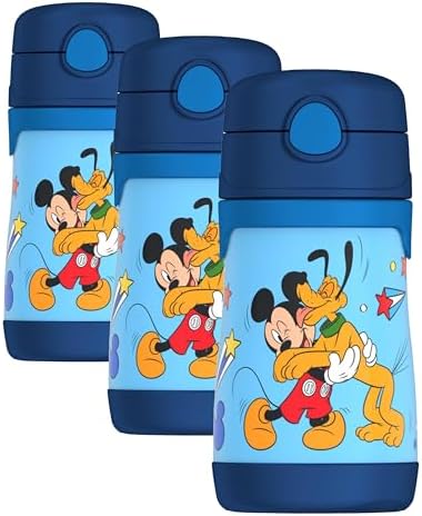 THERMOS Vacuum Insulated Stainless Steel 10oz Straw Bottle, Mickey Mouse by Thermos
