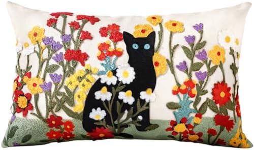 Embroidered Throw Pillow Cover, 20x12 Inch by Kokaaee