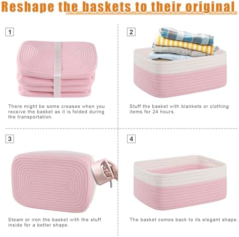 OIAHOMY 4 Pack Storage Baskets for Organizing, Small Bins for Shelves, Cute - Image 7