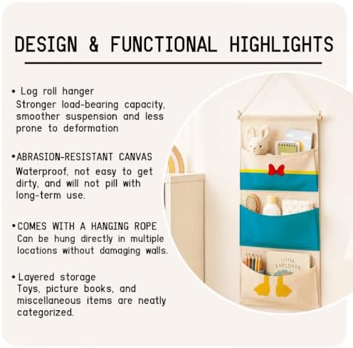 3-Pocket Hanging Wall Organizer, Cartoon Duck Design - Image 7
