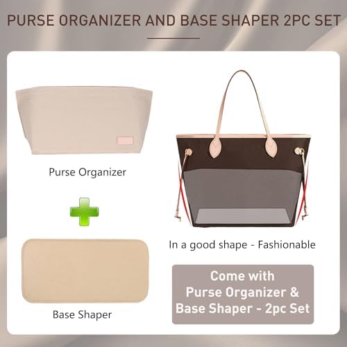 Doxo Purse Organizer Insert for Handbags & Base Shaper 2pc Set, Felt Neverfull - Image 3