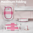 Collapsible Baby Bathtub with Thermometer, 0-36 Months, Dark Pink - Image 3