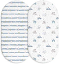 Muslin Bassinet Sheets 2 Pack, Universal Cotton Fitted Baby Mattress Sheet by LYRICHOMBABY