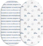 Muslin Bassinet Sheets 2 Pack, Universal Cotton Fitted Baby Mattress Sheet by LYRICHOMBABY