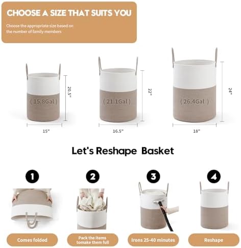 Laundry Basket Hamper Tall Rope Storage Woven - Image 3