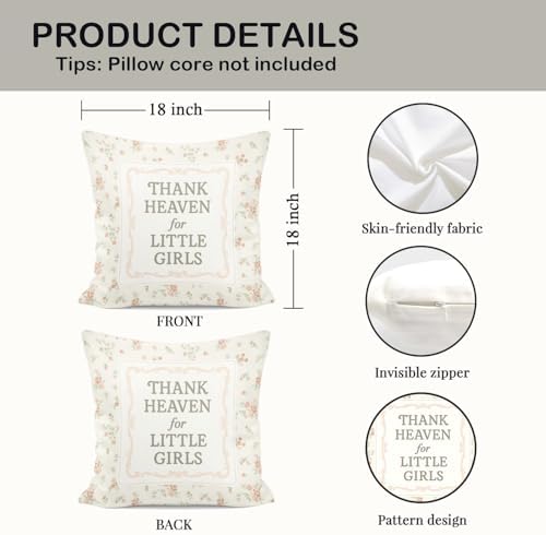 Vintage Floral Throw Pillow Covers 18x18 Inches Set of 2, “Thank Heaven - Image 2