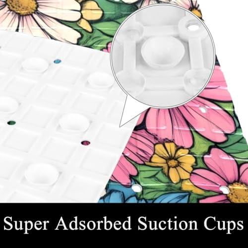 Shower Mat Non Slip, Colorful Flower Anti Slip Bath Mat - Image 3