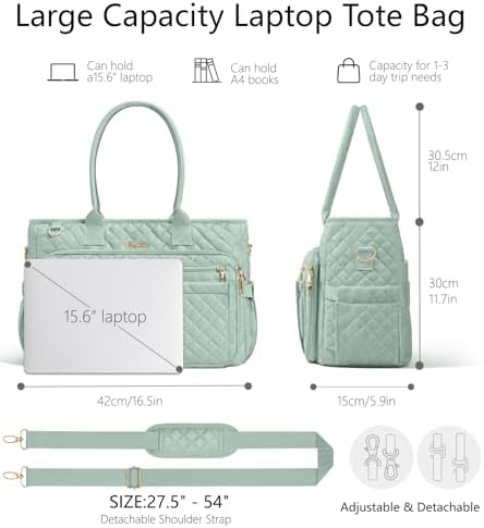 Bagstellar Teacher Tote Bag for Women, 15.6" Laptop Work Tote Computer Bag - Image 4