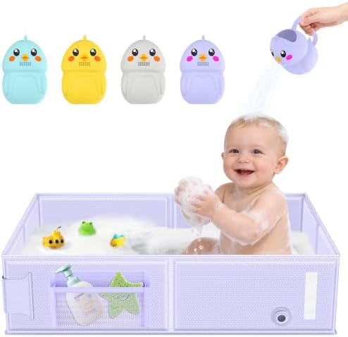 Collapsible Baby Bathtub, Foldable Toddler Bath Tub by Hehighti
